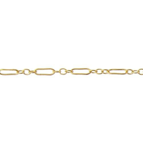 14kt Gold Filled 2.0mm Width by 5.6mm Length Larger Smooth Oval Link Followed by Three of 2.0mm Width by 2.2mm Length Smaller Smooth Oval Links, Long and Short Chain. Price per: 1 Foot.