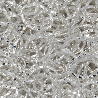 Sterling Silver 6.4mm Width by 8.8mm Length, Hammered Flat Oval Cable Chain. Price per: 1 Foot.