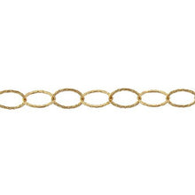 Load image into Gallery viewer, 14kt Gold Filled 6.4mm Width by 8.8mm Length, Hammered Flat Oval Cable Chain. Price per: 1 Foot.
