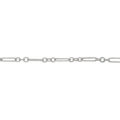 Sterling Silver Two of 2.2mm Width by 2.7mm Length Small Smooth Oval Links With 2.2mm Width by 2.7mm Length Small Flat Oval Link in the Middle, Followed by 2.2mm Width by 7.0mm Length Large Flat Oval Link, Long and Short Chain. Price per: 1 Foot.
