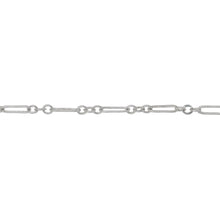 Load image into Gallery viewer, Sterling Silver Two of 2.2mm Width by 2.7mm Length Small Smooth Oval Links With 2.2mm Width by 2.7mm Length Small Flat Oval Link in the Middle, Followed by 2.2mm Width by 7.0mm Length Large Flat Oval Link, Long and Short Chain. Price per: 1 Foot.
