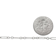 Load image into Gallery viewer, Sterling Silver Two of 2.2mm Width by 2.7mm Length Small Smooth Oval Links With 2.2mm Width by 2.7mm Length Small Flat Oval Link in the Middle, Followed by 2.2mm Width by 7.0mm Length Large Flat Oval Link, Long and Short Chain. Price per: 1 Foot.
