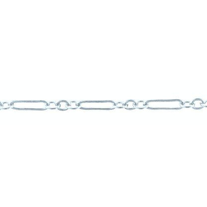 Sterling Silver Two of 2.2mm Width by 2.7mm Length Small Smooth Oval Links With 2.2mm Width by 2.7mm Length Small Flat Oval Link in the Middle, Followed by 2.2mm Width by 7.0mm Length Large Flat Oval Link, Long and Short Chain. Price per: 1 Foot.