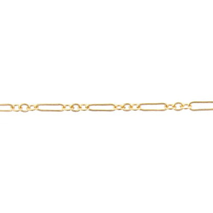 14kt Gold Filled Two of 2.2mm Width by 2.7mm Length Small Smooth Oval Links With 2.2mm Width by 2.7mm Length Small Flat Oval Link in the Middle, Followed by 2.2mm Width by 7.0mm Length Large Flat Oval Link, Long and Short Chain. Price per: 1 Foot.