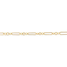 Load image into Gallery viewer, 14kt Gold Filled Two of 2.2mm Width by 2.7mm Length Small Smooth Oval Links With 2.2mm Width by 2.7mm Length Small Flat Oval Link in the Middle, Followed by 2.2mm Width by 7.0mm Length Large Flat Oval Link, Long and Short Chain. Price per: 1 Foot.
