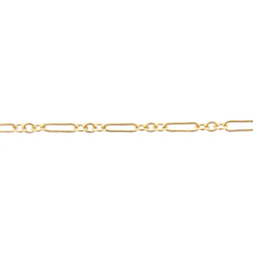 14kt Gold Filled Two of 2.2mm Width by 2.7mm Length Small Smooth Oval Links With 2.2mm Width by 2.7mm Length Small Flat Oval Link in the Middle, Followed by 2.2mm Width by 7.0mm Length Large Flat Oval Link, Long and Short Chain. Price per: 1 Foot.