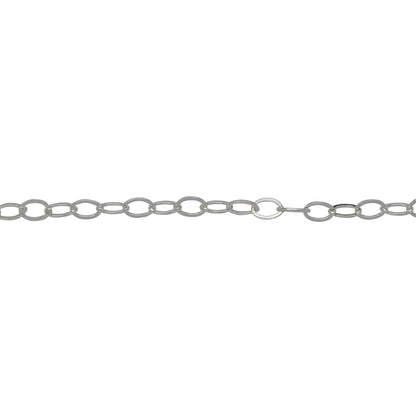 Chain by Foot. Sterling Silver 2.8mm Width by 4.2mm Length, Flat Cable Chain. Price per: 1 Foot.