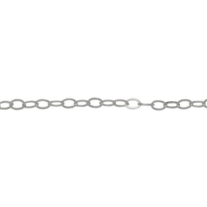 Chain by Foot. Sterling Silver 2.8mm Width by 4.2mm Length, Flat Cable Chain. Price per: 1 Foot.