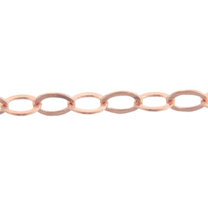 14kt Gold Filled - Rose Gold 2.8mm Width by 4.2mm Length, Flat Cable Chain. Price per: 1 Foot.