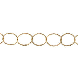 14kt Gold Filled 14.0mm Width / Length Flat Hammered Circle Chain. Price per: 1 Foot.