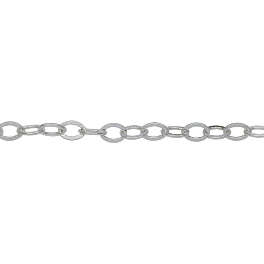 Chain by Foot. Sterling Silver 3.9mm Width by 5.4mm Length, Flat Cable Chain. Price per: 1 Foot.