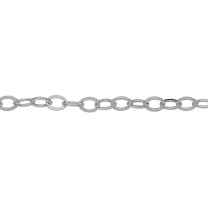 Chain by Foot. Sterling Silver 3.9mm Width by 5.4mm Length, Flat Cable Chain. Price per: 1 Foot.