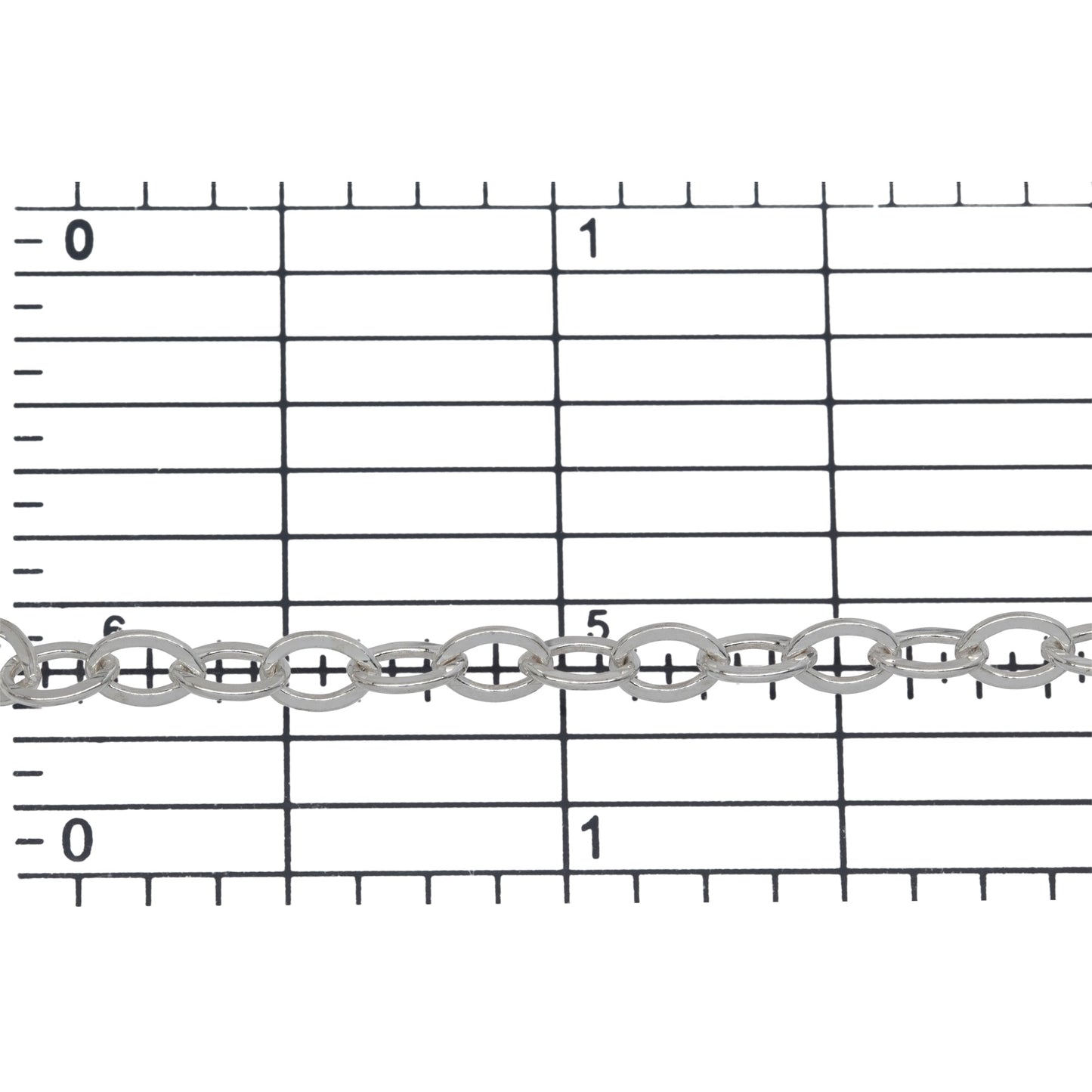 Sterling Silver 3.9mm Width by 5.4mm Length, Flat Cable Chain. Price per: 1 Foot.