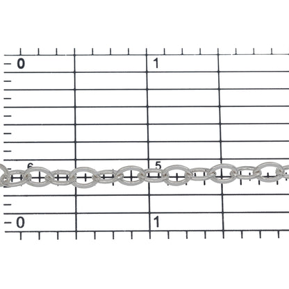 Sterling Silver 3.9mm Width by 5.4mm Length, Flat Cable Chain. Price per: 1 Foot.