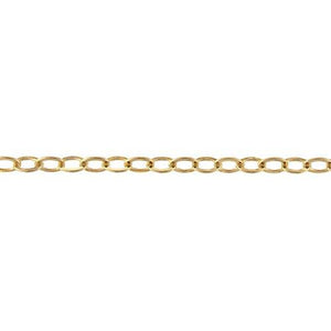 14kt Gold Filled 1.46mm Width by 1.86mm Length, Flat Cable Chain. Price per: 1 Foot.