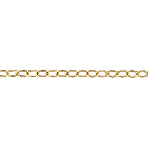 14kt Gold Filled 1.46mm Width by 1.86mm Length, Flat Cable Chain. Price per: 1 Foot.