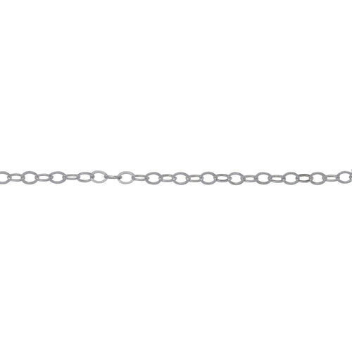 Chain by Foot. Sterling Silver 1.46mm Width by 1.86mm Length, Flat Cable Chain. Price per: 1 Foot.