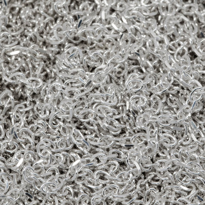 Sterling Silver 1.0mm Width by 1.33mm Length, Cable Chain With Diamond Cut Edges. Price per: 1 Foot.