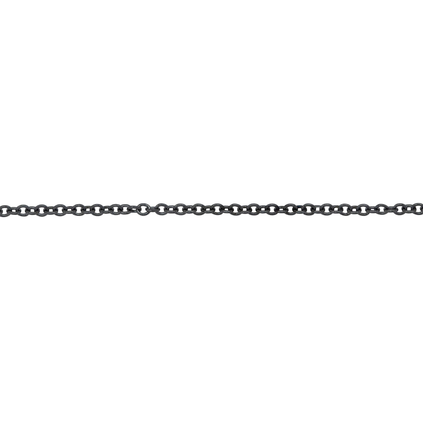 Chain by Foot. Sterling Silver Black Diamond 1.10mm Width by 1.3mm Length, Smooth Cable Chain. Price per: 1 Foot.