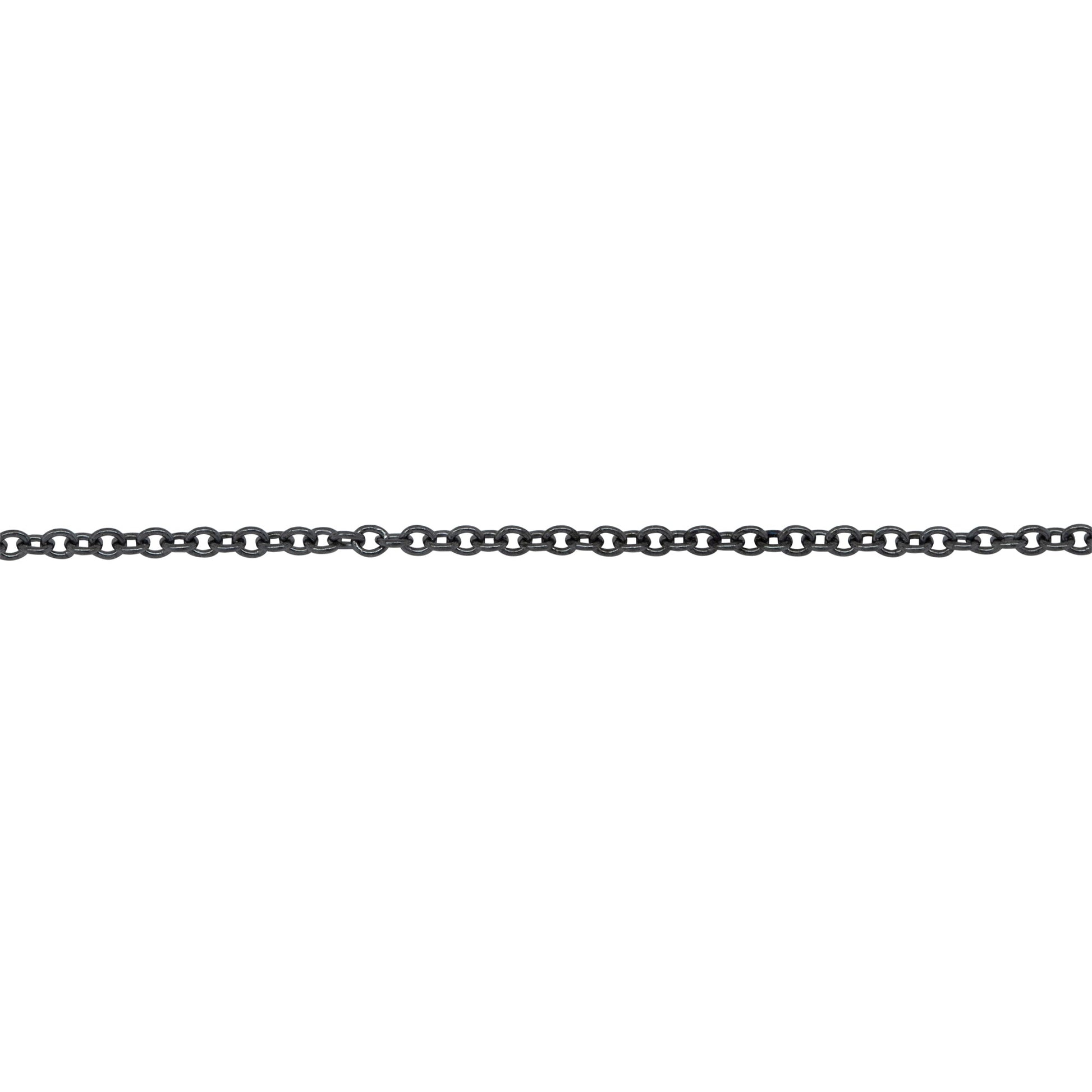 Chain by Foot. Sterling Silver Black Diamond 1.10mm Width by 1.3mm Length, Smooth Cable Chain. Price per: 1 Foot.