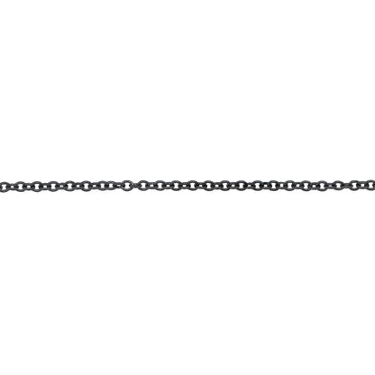 Chain by Foot. Sterling Silver Black Diamond 1.10mm Width by 1.3mm Length, Smooth Cable Chain. Price per: 1 Foot.