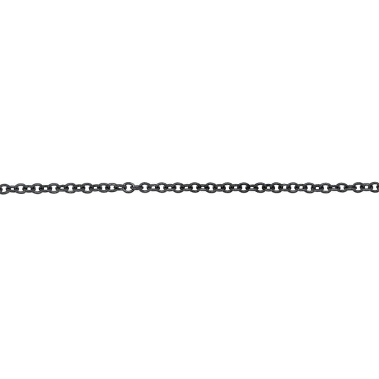 Chain by Foot. Sterling Silver Black Diamond 1.10mm Width by 1.3mm Length, Smooth Cable Chain. Price per: 1 Foot.