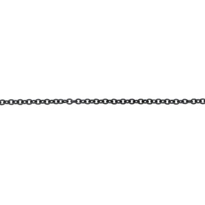 Chain by Foot. Sterling Silver Black Diamond 1.10mm Width by 1.3mm Length, Smooth Cable Chain. Price per: 1 Foot.