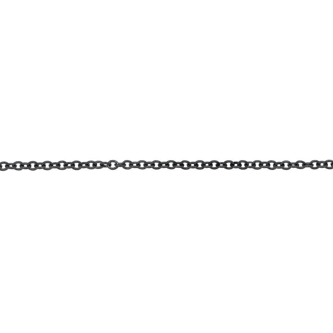 Chain by Foot. Sterling Silver Black Diamond 1.10mm Width by 1.3mm Length, Smooth Cable Chain. Price per: 1 Foot.