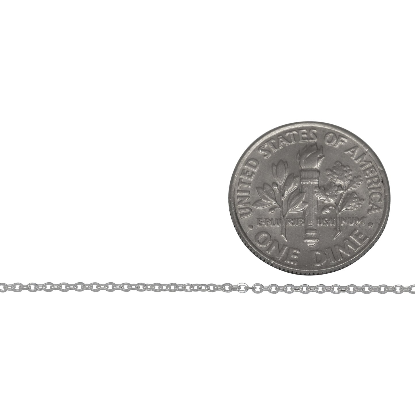 Sterling Silver 1.10mm Width by 1.3mm Length, Flat Cable Chain. Price per: 1 Foot.