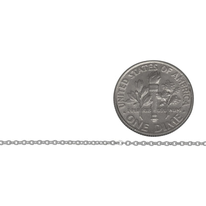 Sterling Silver 1.10mm Width by 1.3mm Length, Flat Cable Chain. Price per: 1 Foot.