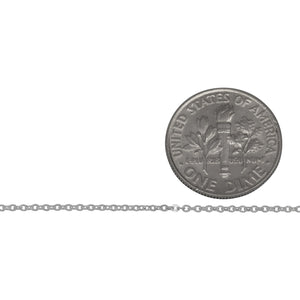 Sterling Silver 1.10mm Width by 1.3mm Length, Flat Cable Chain. Price per: 1 Foot.