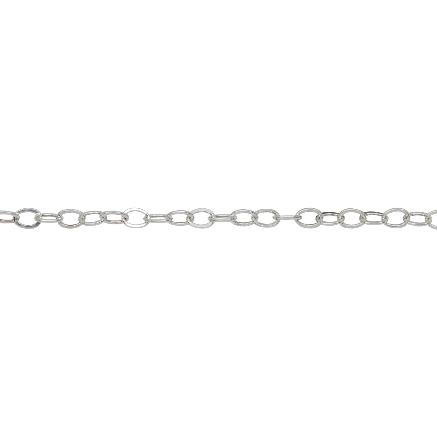 Chain by Foot. Sterling Silver 2.2mm Width by 3.1mm Length, Flat Cable Chain. Price per: 1 Foot.