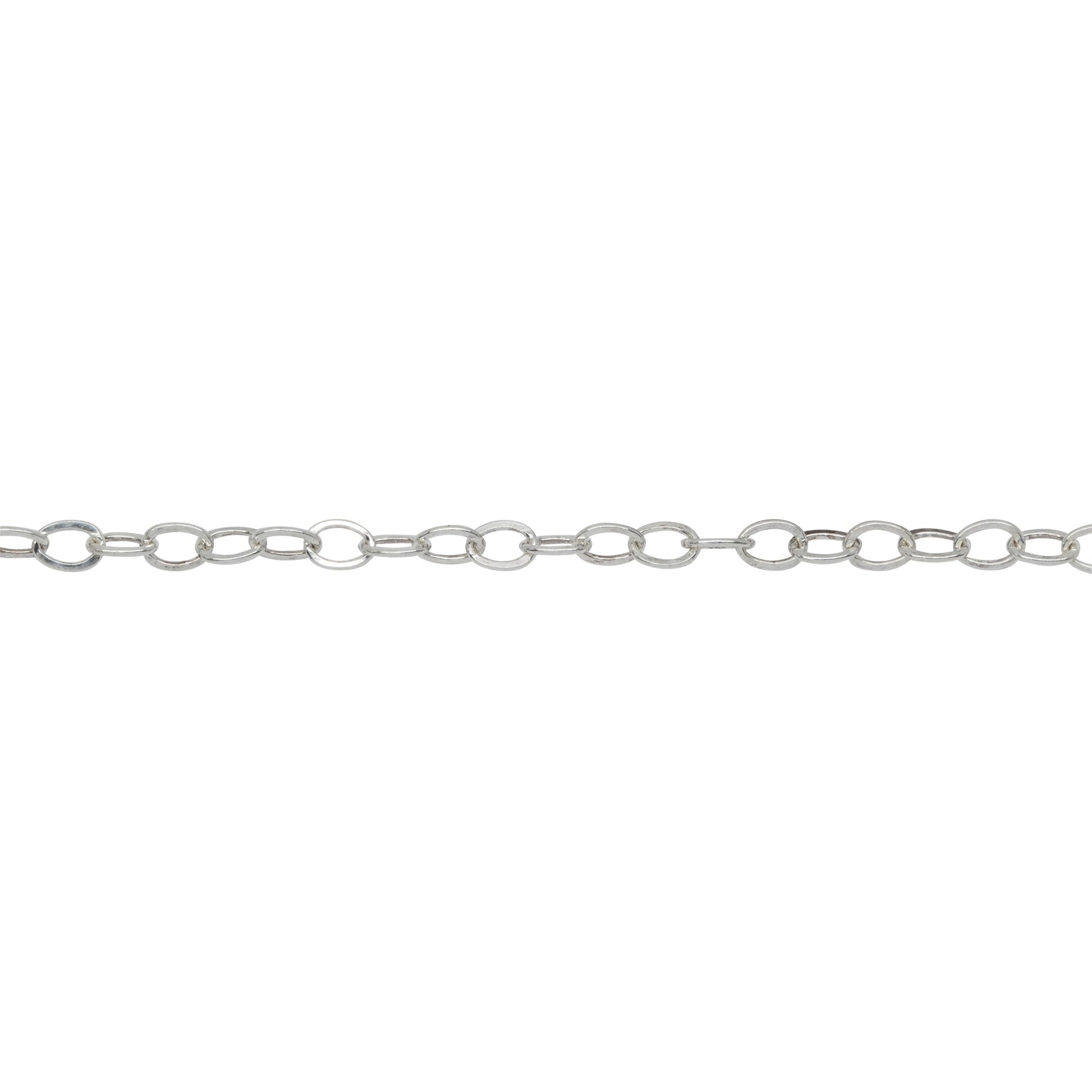Chain by Foot. Sterling Silver 2.2mm Width by 3.1mm Length, Flat Cable Chain. Price per: 1 Foot.