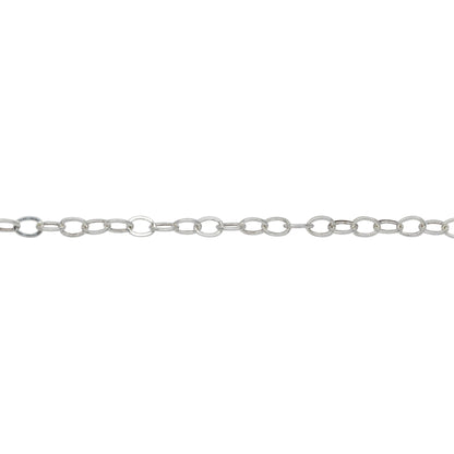 Chain by Foot. Sterling Silver 2.2mm Width by 3.1mm Length, Flat Cable Chain. Price per: 1 Foot.