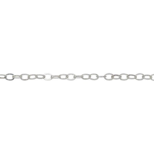 Chain by Foot. Sterling Silver 2.2mm Width by 3.1mm Length, Flat Cable Chain. Price per: 1 Foot.