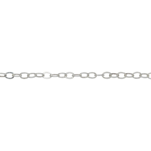 Chain by Foot. Sterling Silver 2.2mm Width by 3.1mm Length, Flat Cable Chain. Price per: 1 Foot.