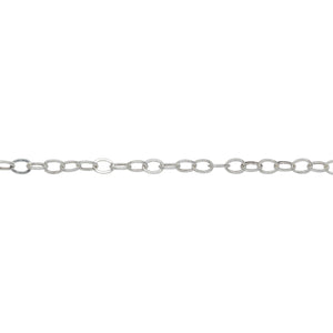 Chain by Foot. Sterling Silver 2.2mm Width by 3.1mm Length, Flat Cable Chain. Price per: 1 Foot.