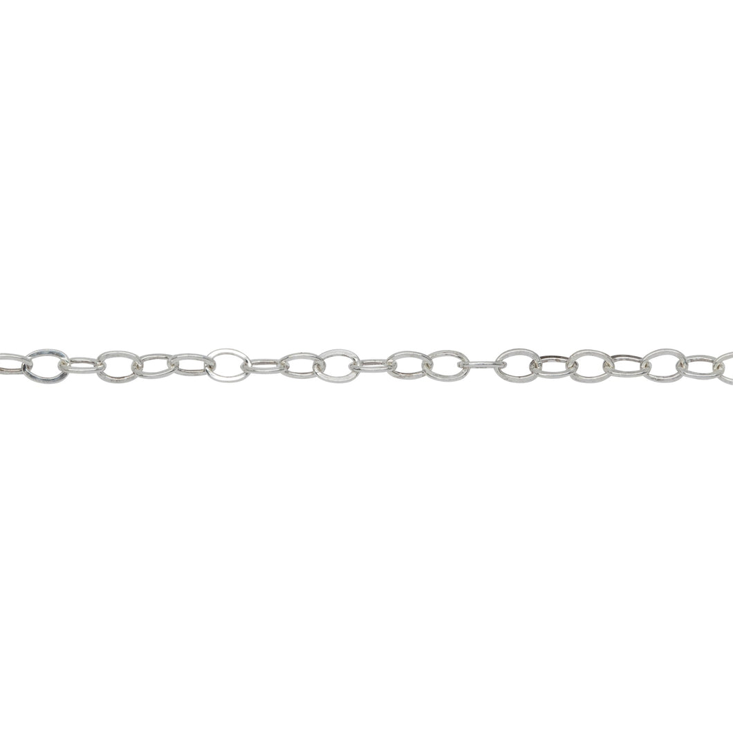 Chain by Foot. Sterling Silver 2.2mm Width by 3.1mm Length, Flat Cable Chain. Price per: 1 Foot.