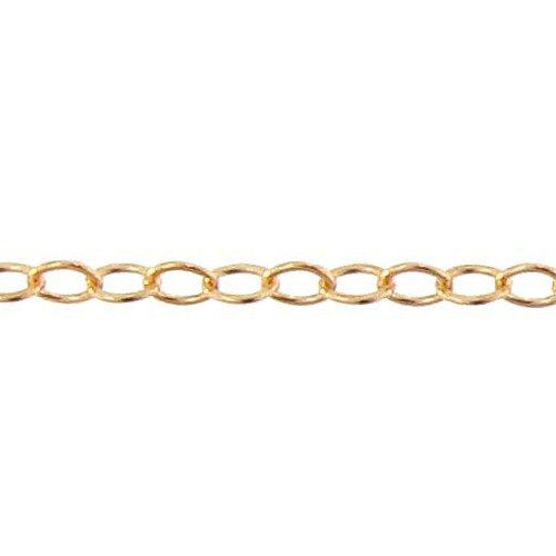 14kt Gold Filled 2.2mm Width by 3.1mm Length, Flat Cable Chain. Price per: 1 Foot.