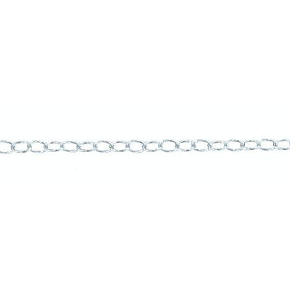 Sterling Silver 2.1mm Width by 3.1mm Length, Smooth Cable Chain. Price per: 1 Foot.
