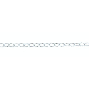 Sterling Silver 2.1mm Width by 3.1mm Length, Smooth Cable Chain. Price per: 1 Foot.