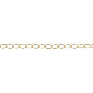 14kt Gold Filled 2.1mm Width by 3.1mm Length, Smooth Cable Chain. Price per: 1 Foot.