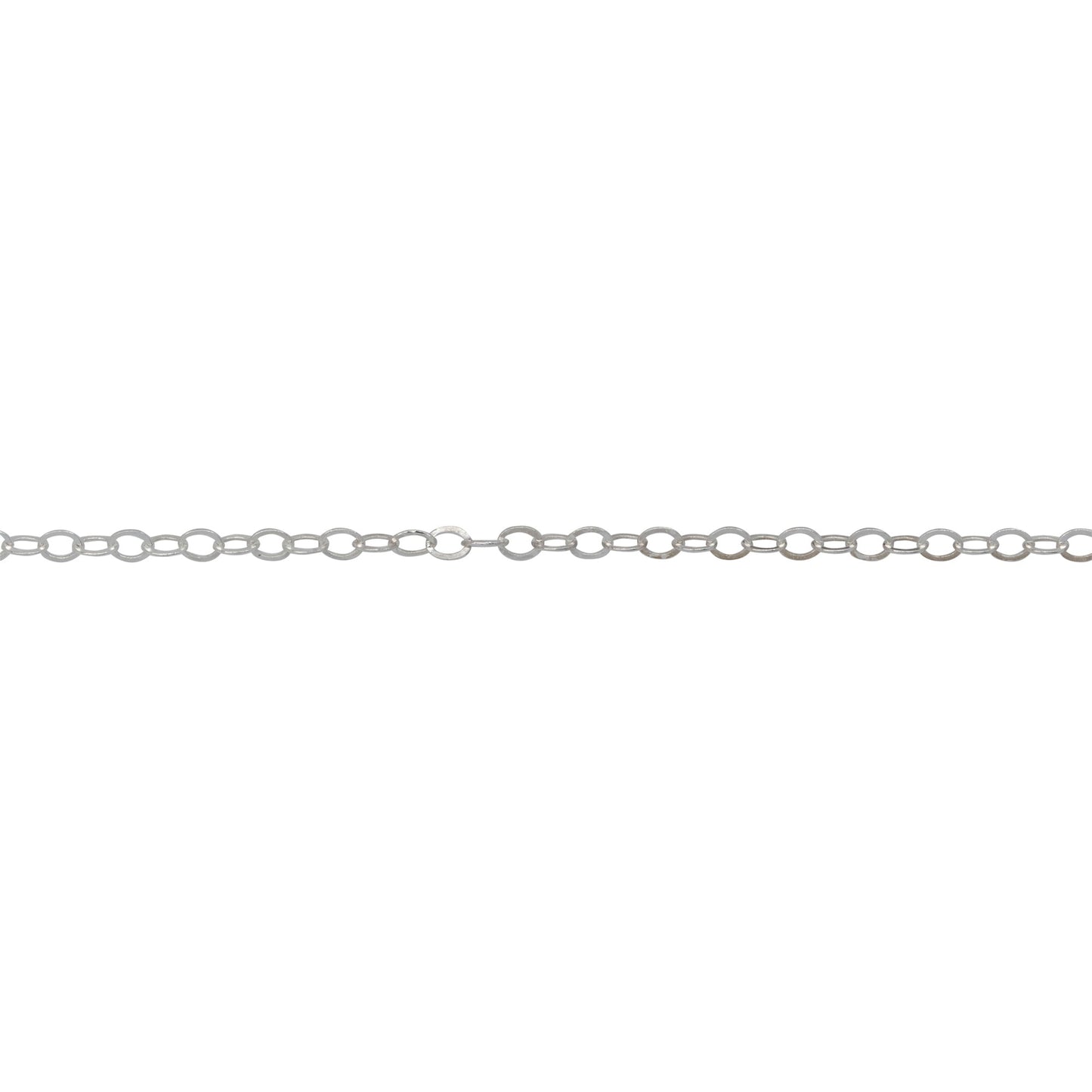 Chain by Foot. Sterling Silver 1.5mm Width by 2.0mm Length, Flat Cable Chain. Price per: 1 Foot.
