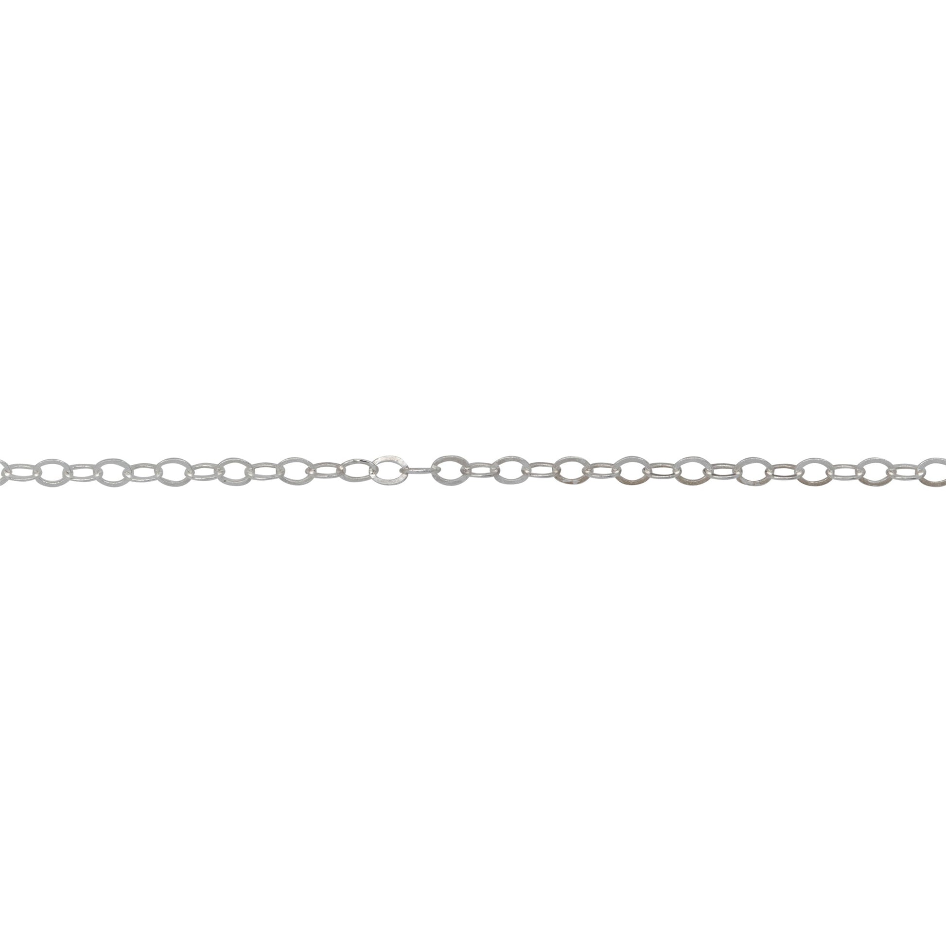 Chain by Foot. Sterling Silver 1.5mm Width by 2.0mm Length, Flat Cable Chain. Price per: 1 Foot.