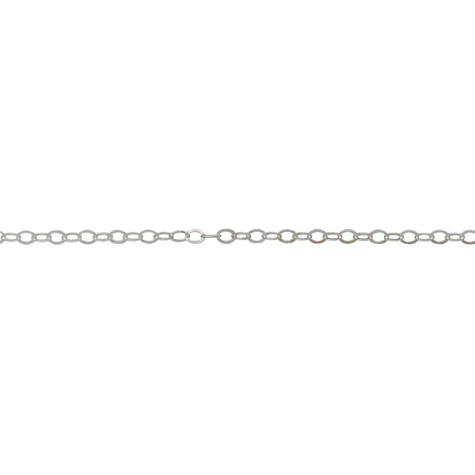 Chain by Foot. Sterling Silver 1.5mm Width by 2.0mm Length, Flat Cable Chain. Price per: 1 Foot.