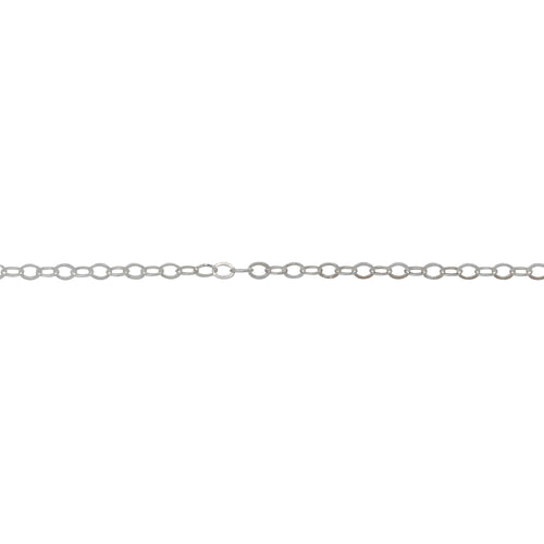 Chain by Foot. Sterling Silver 1.5mm Width by 2.0mm Length, Flat Cable Chain. Price per: 1 Foot.