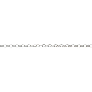 Chain by Foot. Sterling Silver 1.5mm Width by 2.0mm Length, Flat Cable Chain. Price per: 1 Foot.