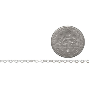 Sterling Silver 1.5mm Width by 2.0mm Length, Flat Cable Chain. Price per: 1 Foot.