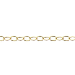 14kt Gold Filled 1.5mm Width by 2.0mm Length, Flat Cable Chain. Price per: 1 Foot.