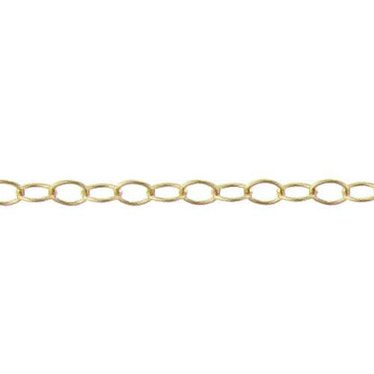 14kt Gold Filled 1.5mm Width by 2.0mm Length, Flat Cable Chain. Price per: 1 Foot.